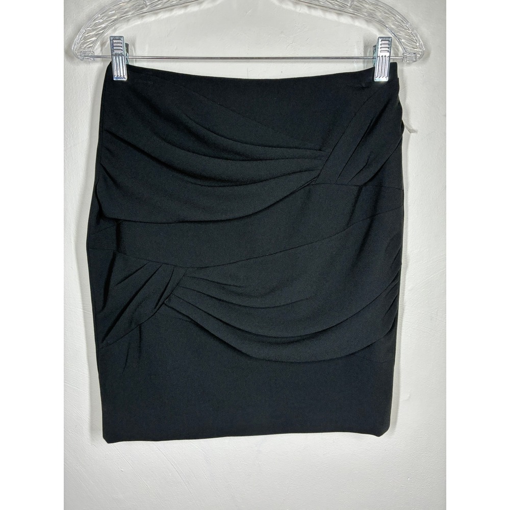 Escada Black Ruched Draped Mini Skirt US 4 DE 34 Quiet Luxury Corporate‎ Minimal